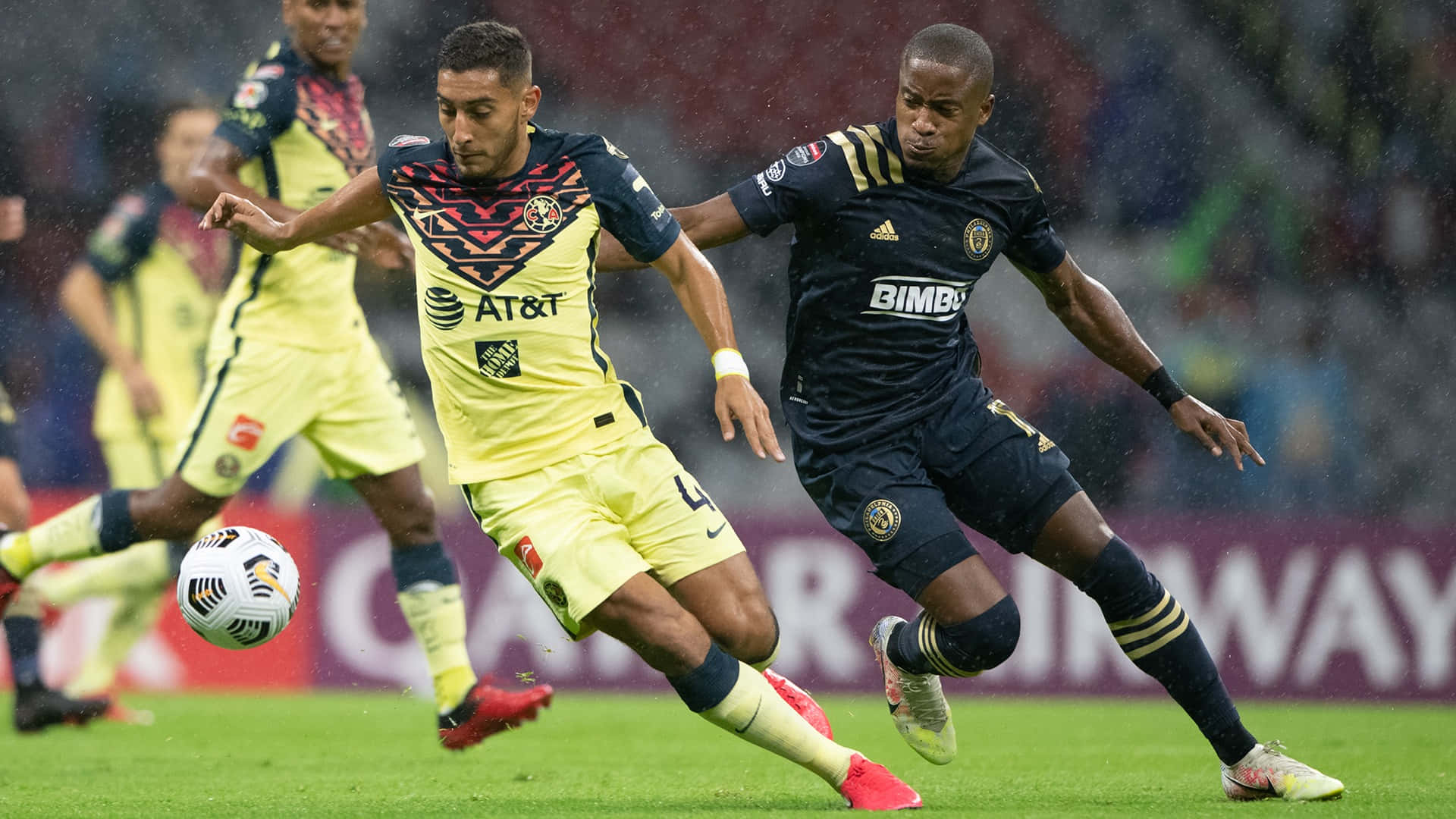 Club America, soccer players, rain soaked pitch, Full HD Desktop Wallpaper