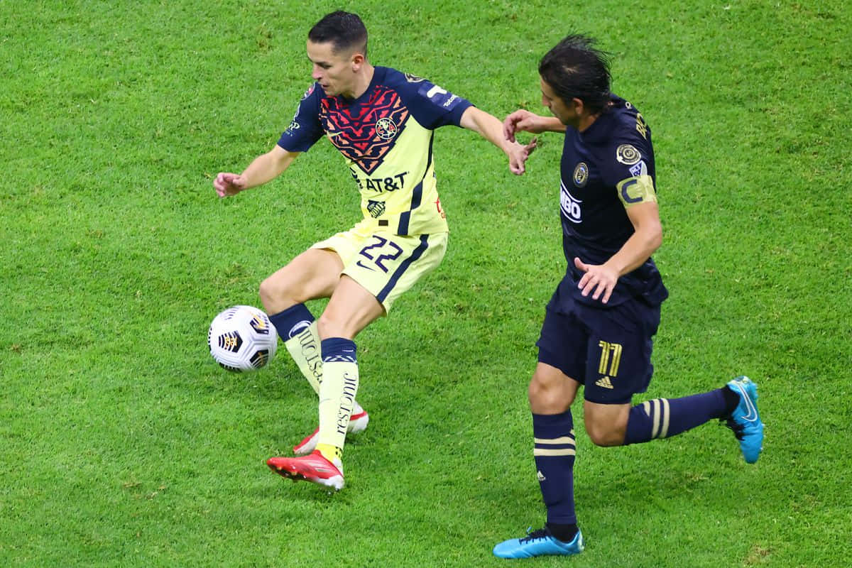 Club America, yellow and navy kit, navy defender, SD Desktop Wallpaper