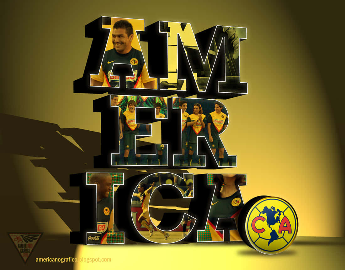 Club America, AMERICA, golden gradient background, SD Desktop Wallpaper