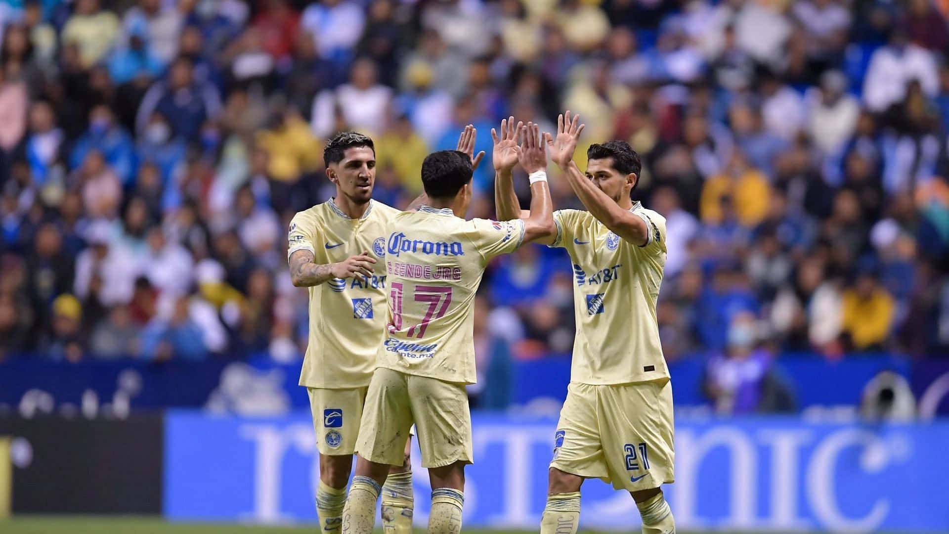 Club America, yellow jerseys, sunlit field, Full HD Desktop Wallpaper