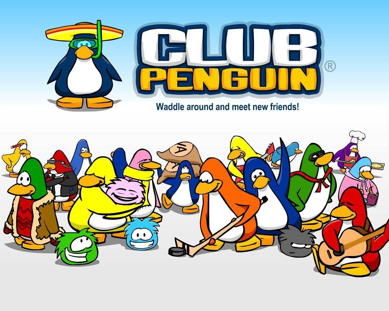 Club Penguin, cartoon penguins, animals, HD Desktop Wallpaper