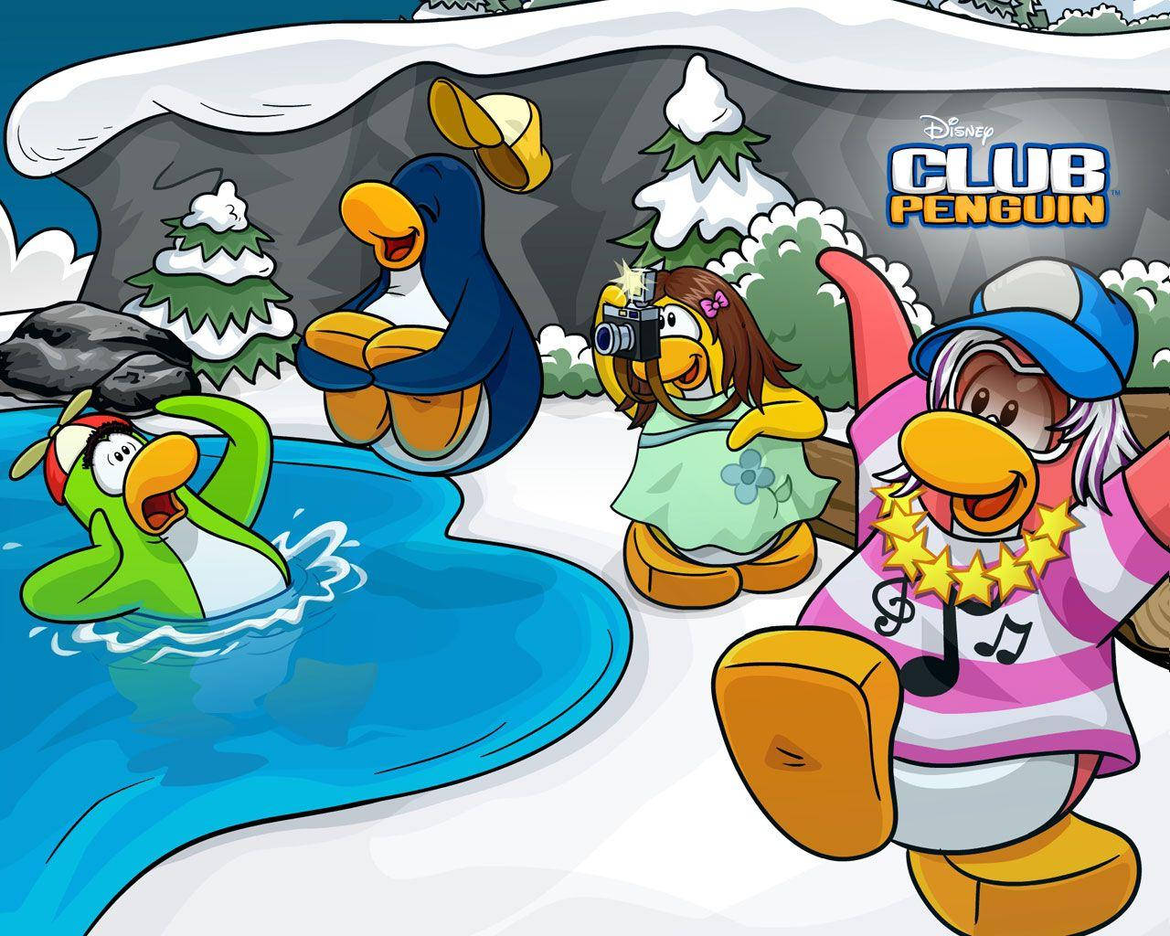 Club Penguin, penguins, snowy winter, HD Desktop Wallpaper