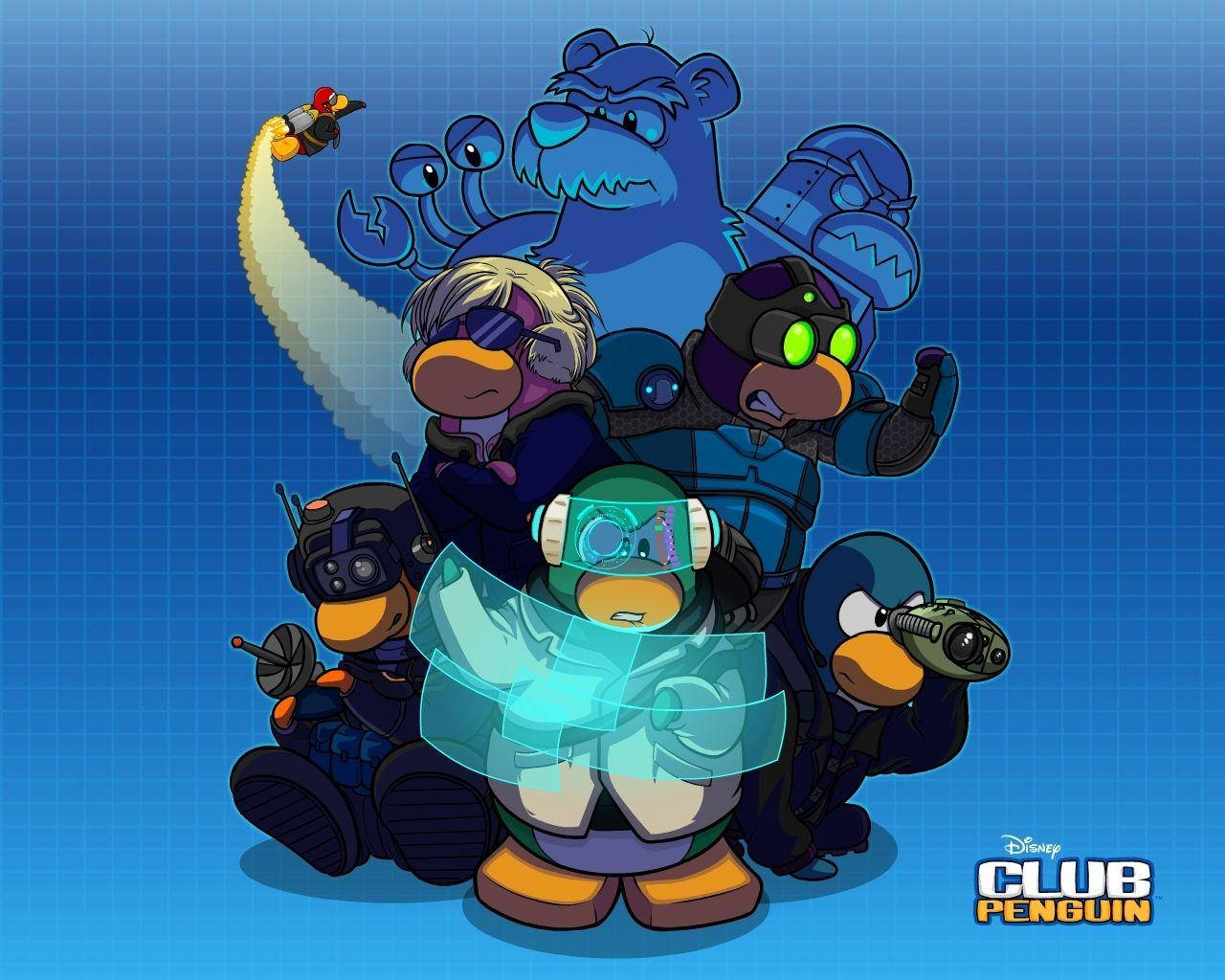 Club Penguin, penguin characters, futuristic gear, HD Desktop Wallpaper