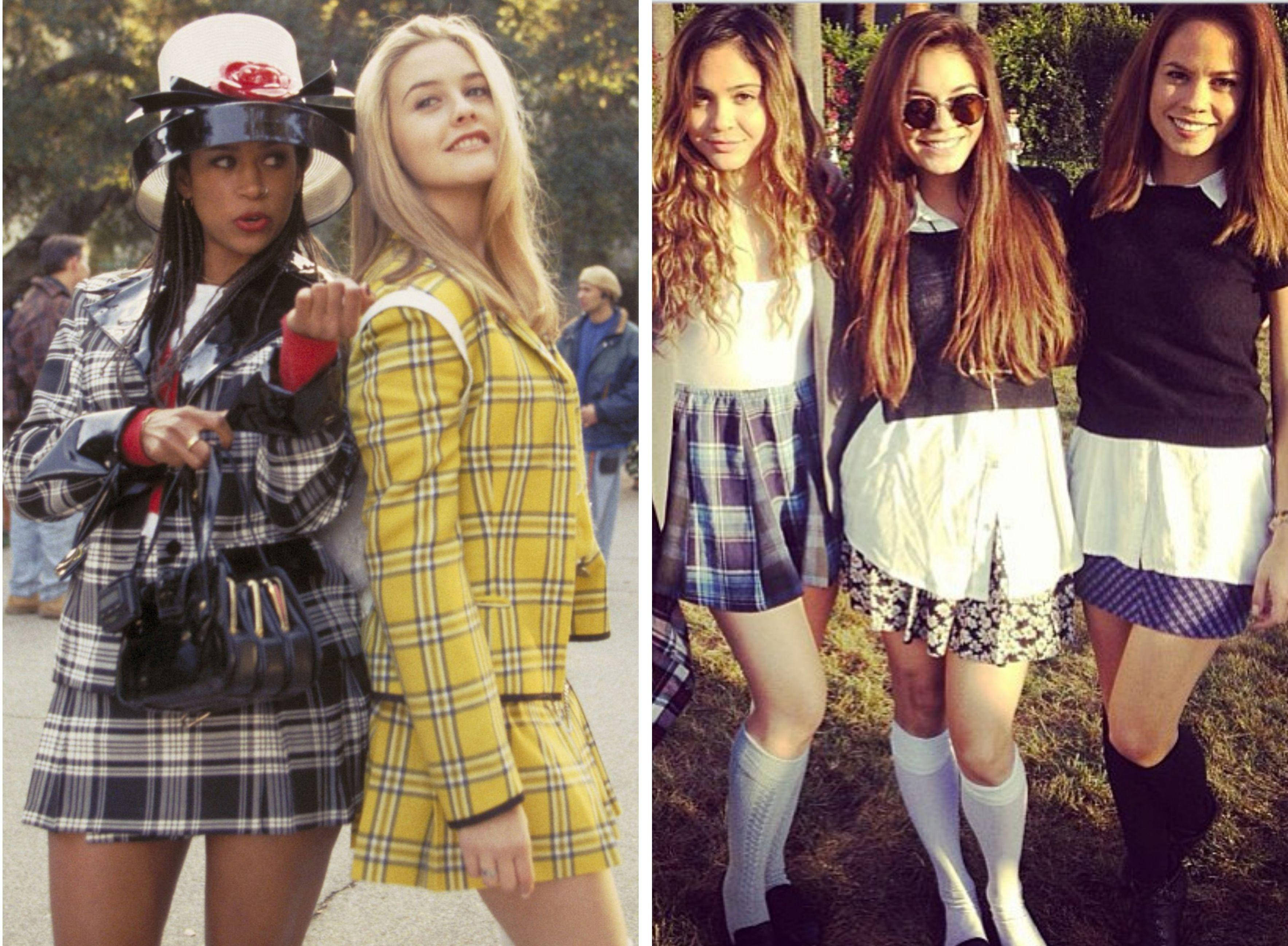 Clueless, vintage school uniforms, bright plaid skirts, 2K Desktop Wallpaper