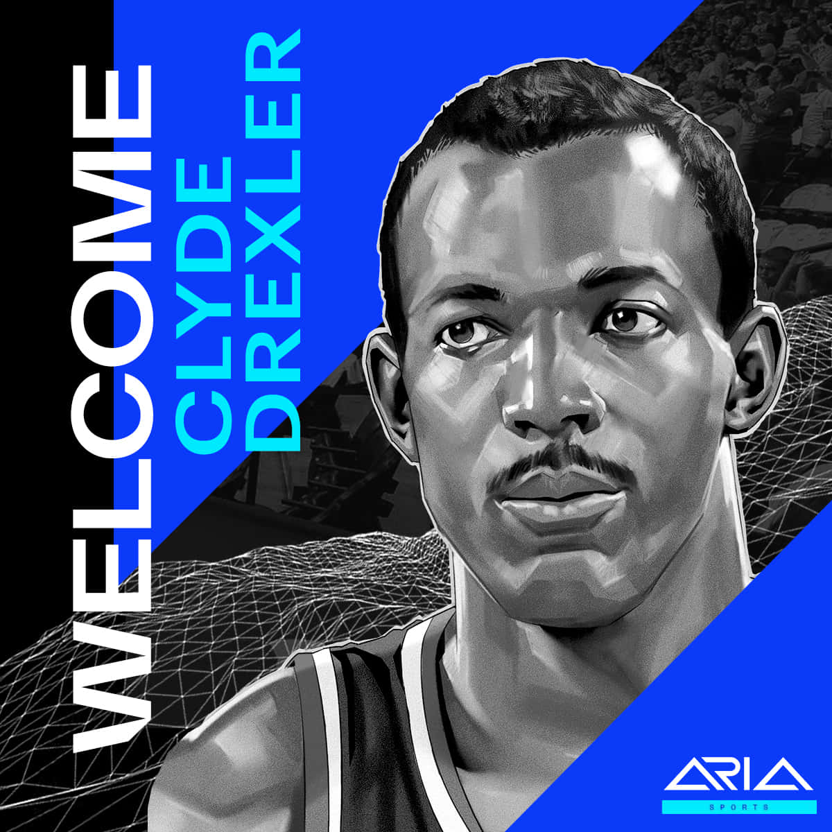 Clyde Drexler, jersey, blue, SD Desktop Wallpaper
