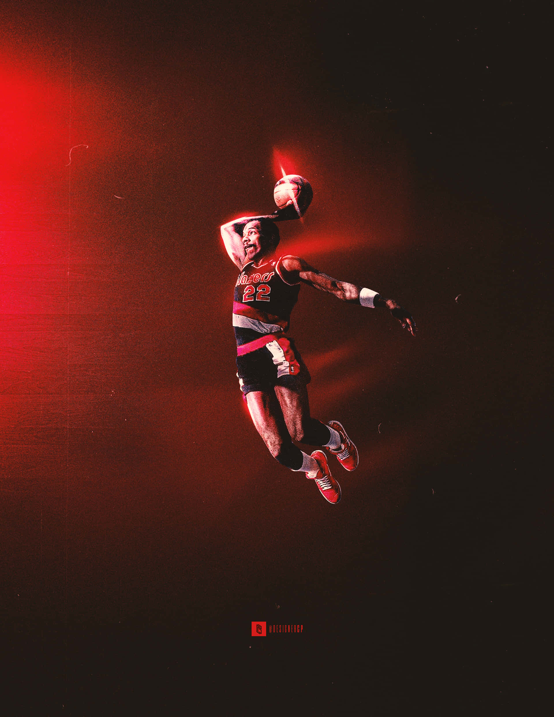 Clyde Drexler, red aesthetic, basketball player, Full HD Phone Wallpaper