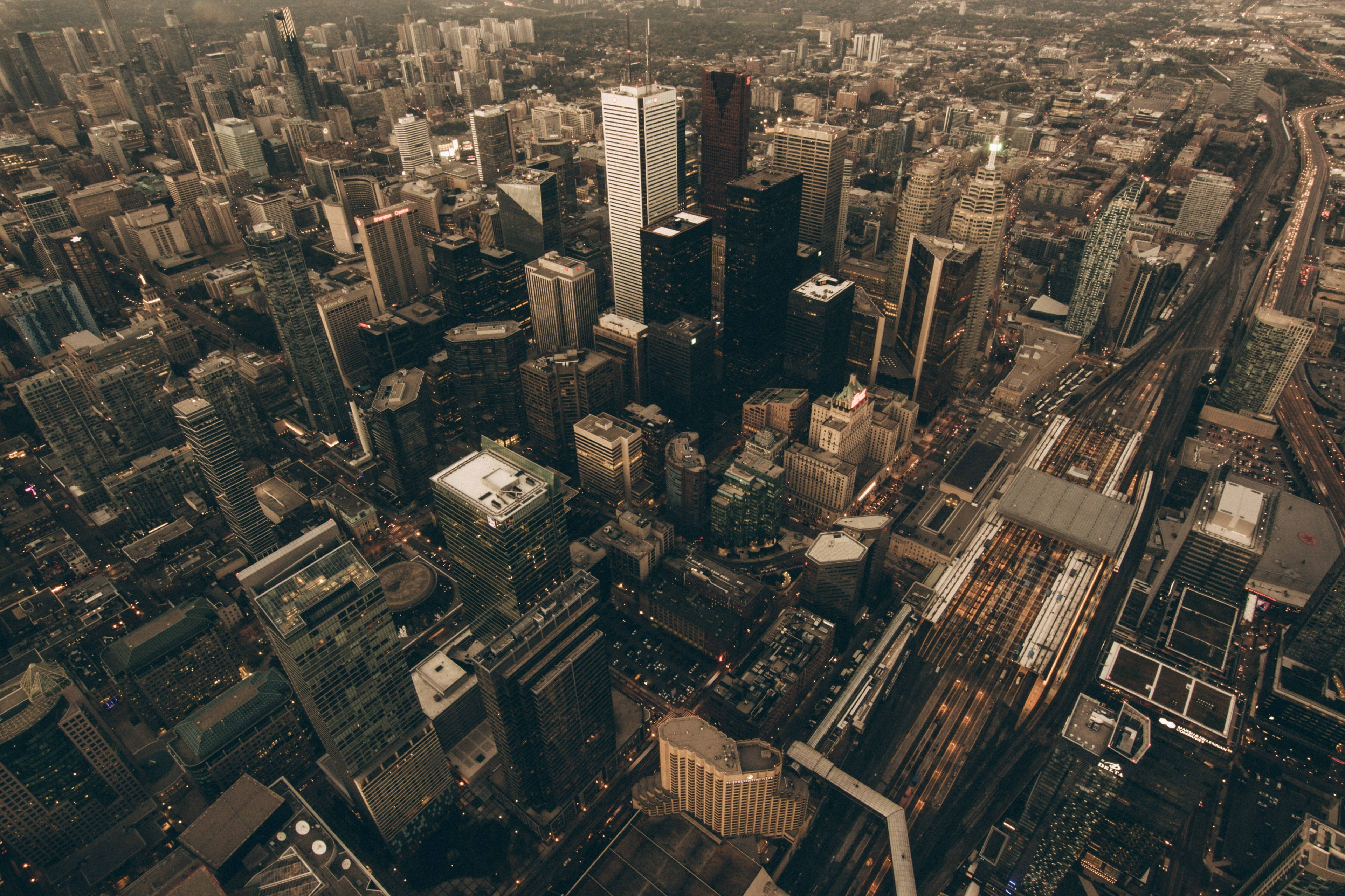 CN Tower, city view, aerial view, 4K Desktop Wallpaper
