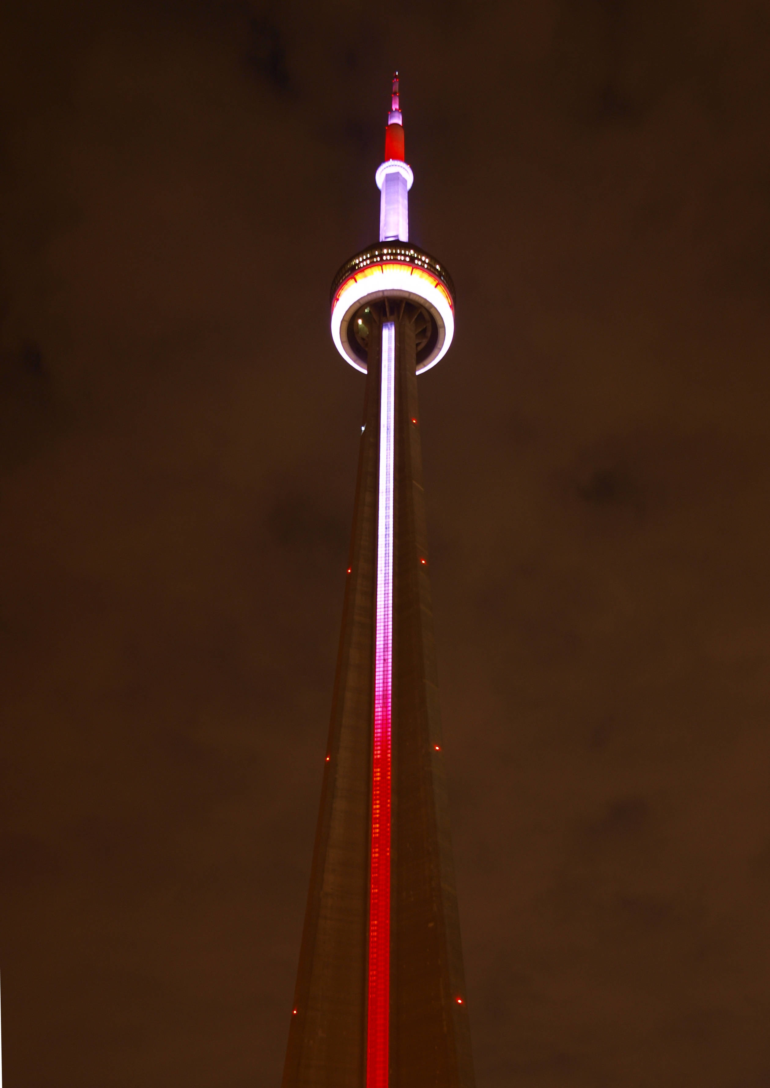 CN Tower, World Hypertension Day, vibrant red and white lights, 2K Phone Wallpaper