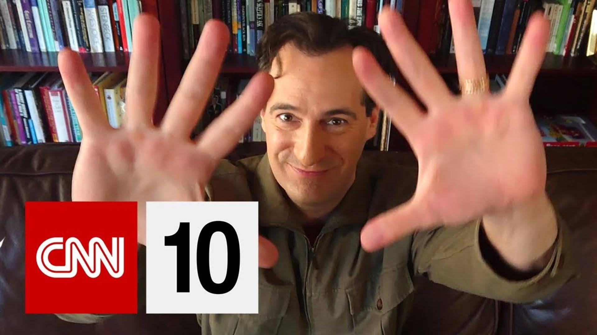 CNN 10, CNN 10 logo, bookshelf, Full HD Desktop Wallpaper