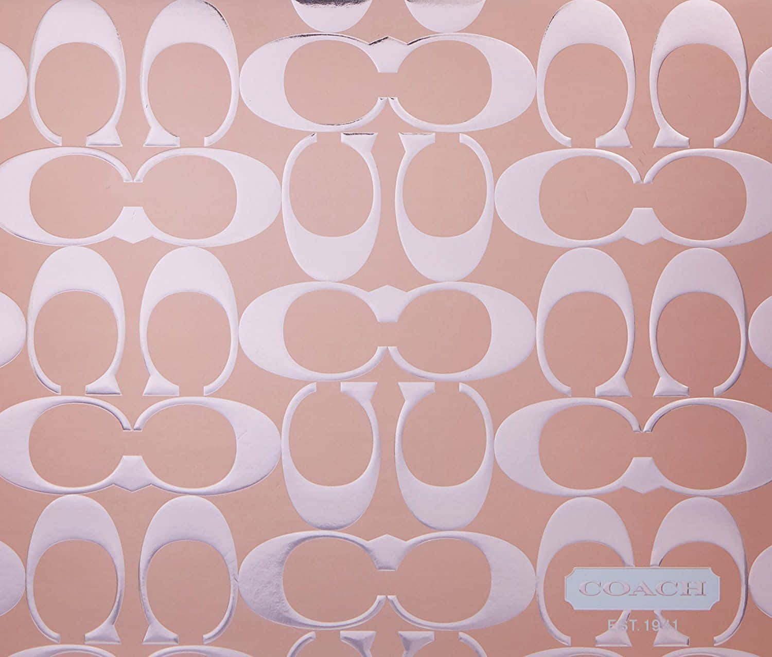 Coach Logo, white Coach logo pattern, soft pink textured wallpaper, HD Desktop Wallpaper
