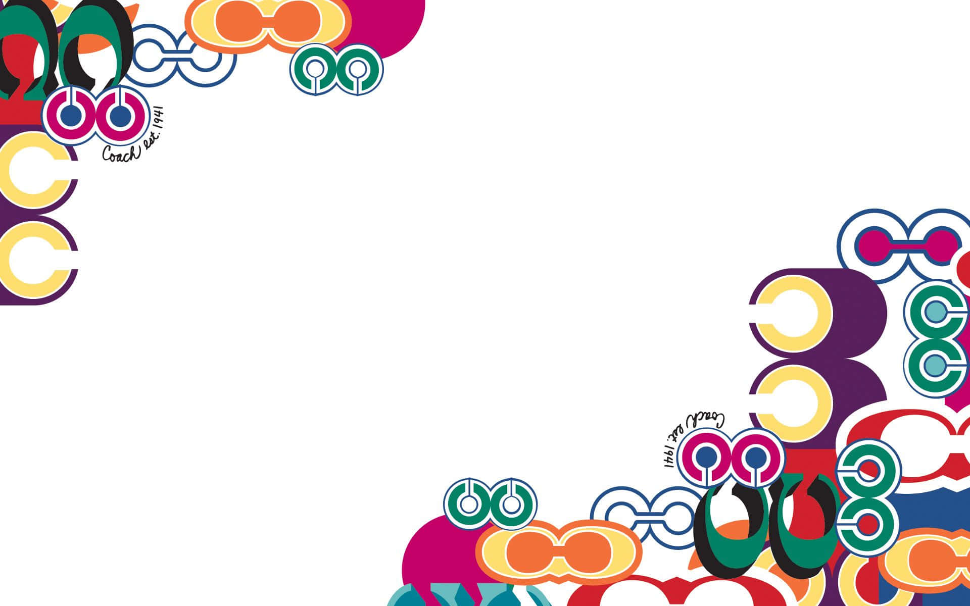 Coach Logo, vibrant abstract geometric shapes, bold colors, Full HD Desktop Wallpaper