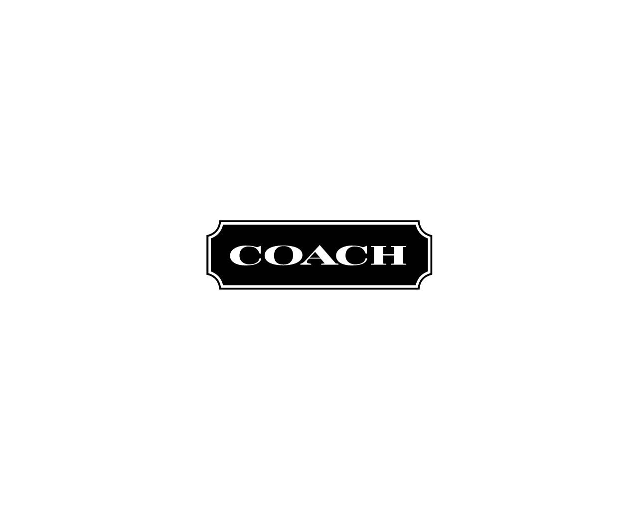 Coach, white serif text, black rectangular logo, HD Desktop Wallpaper