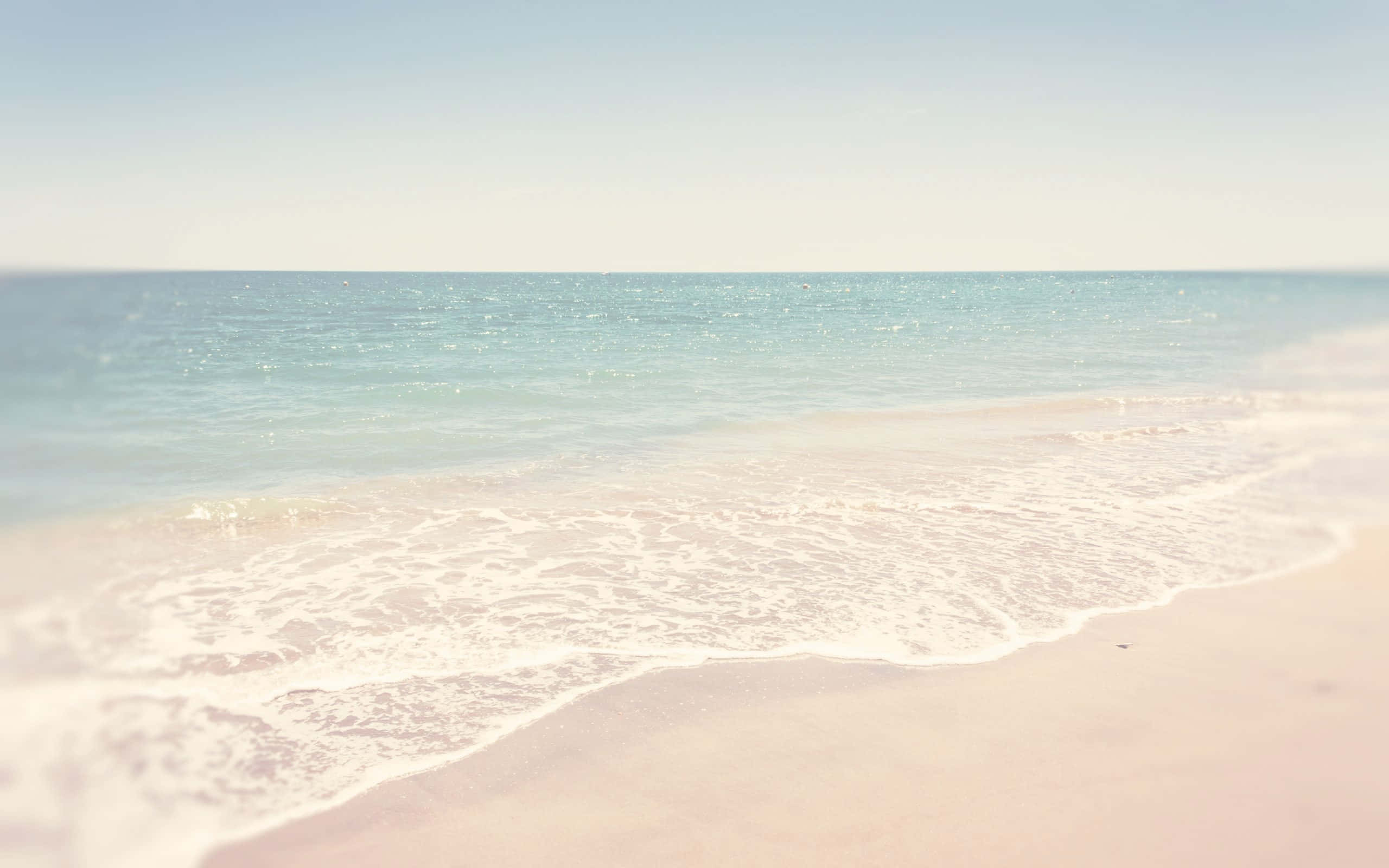 serene beach, pastel waves, pale pink sandy beach, 2K Desktop Wallpaper