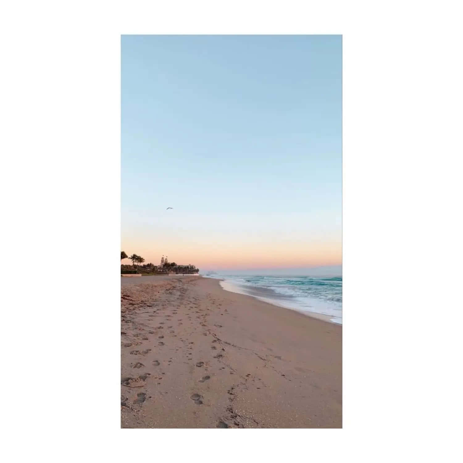 serene beach, dawn, footprints, HD Desktop Wallpaper
