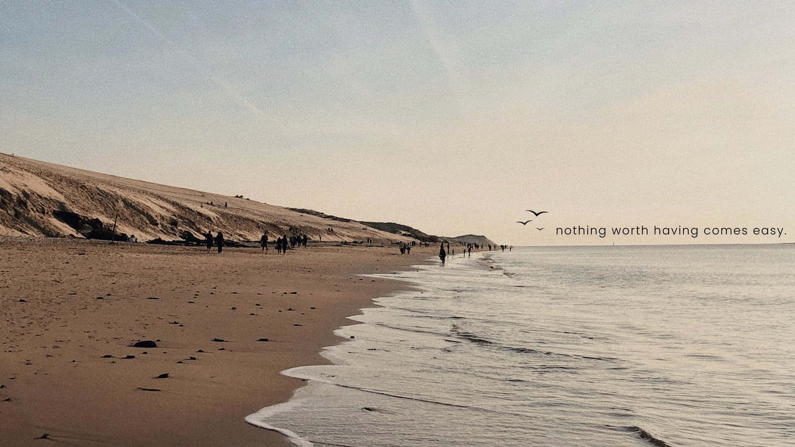 serene beach scene, gentle waves, golden sand, HD Desktop Wallpaper