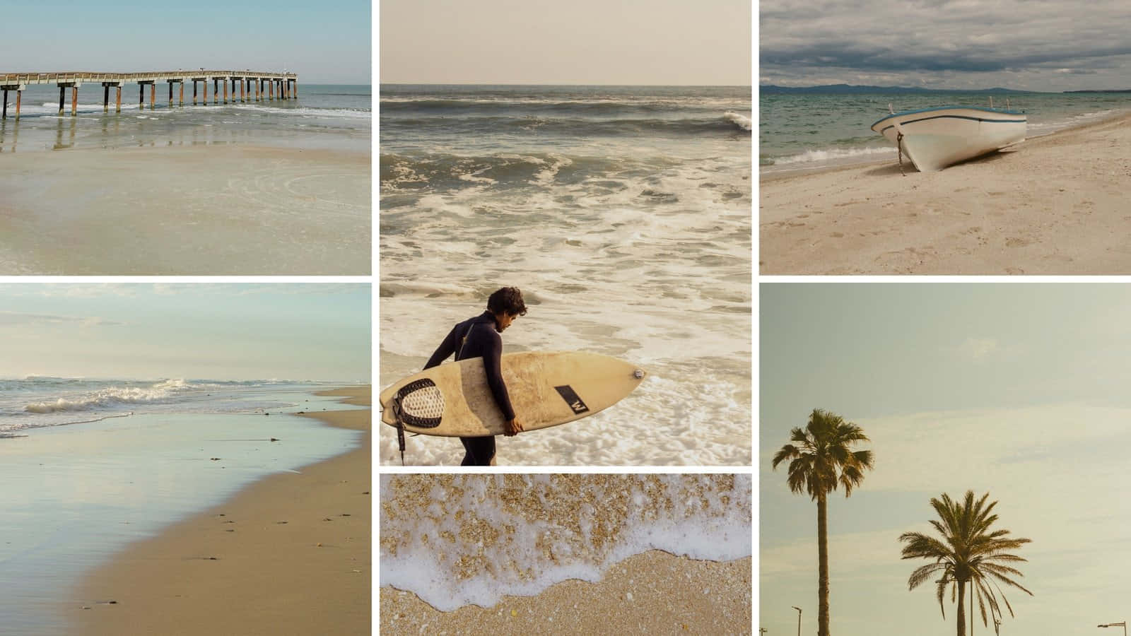 beach scenes, pier, ocean waves, HD Desktop Wallpaper