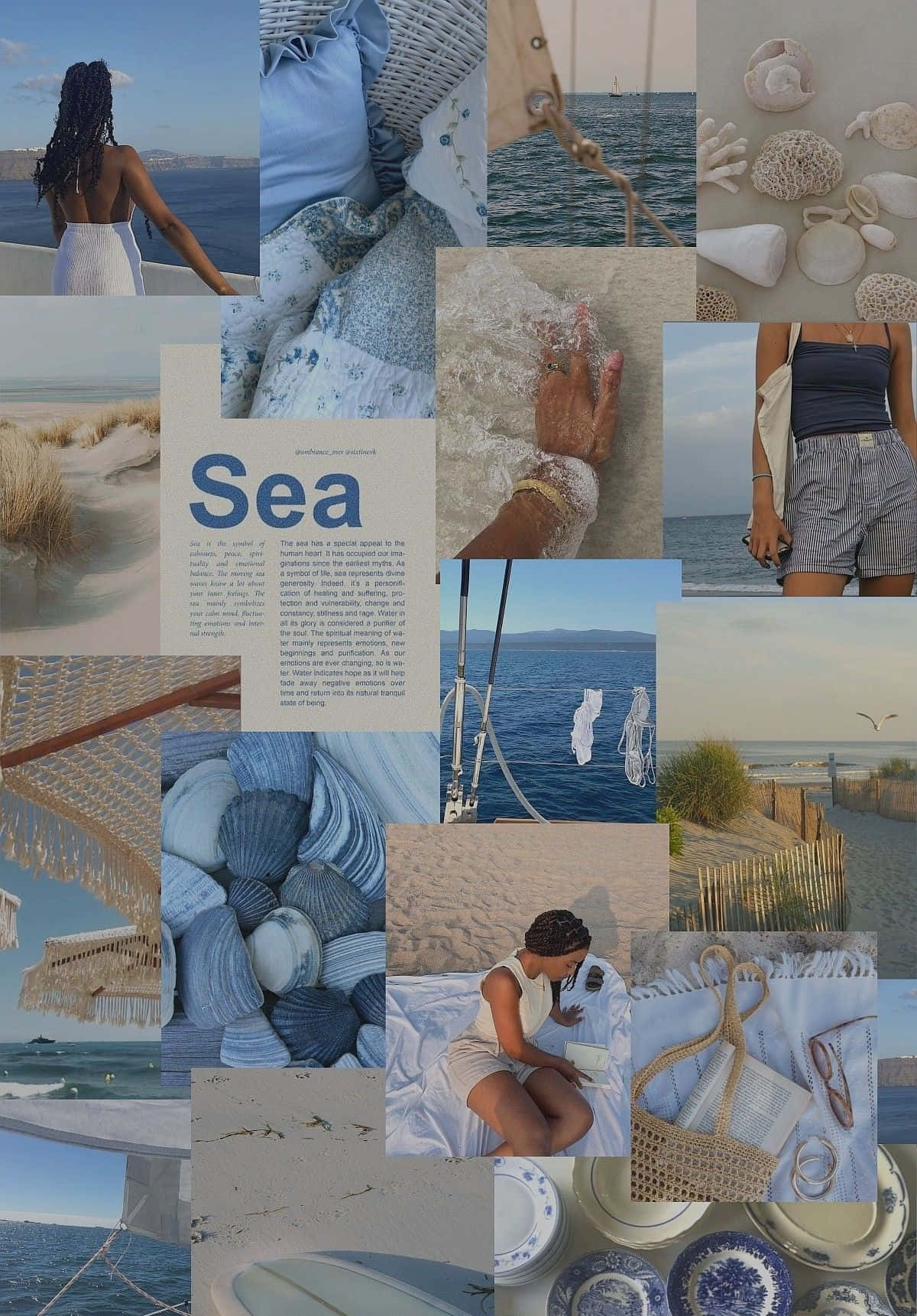 coastal collage, seashells, ocean views, HD Phone Wallpaper