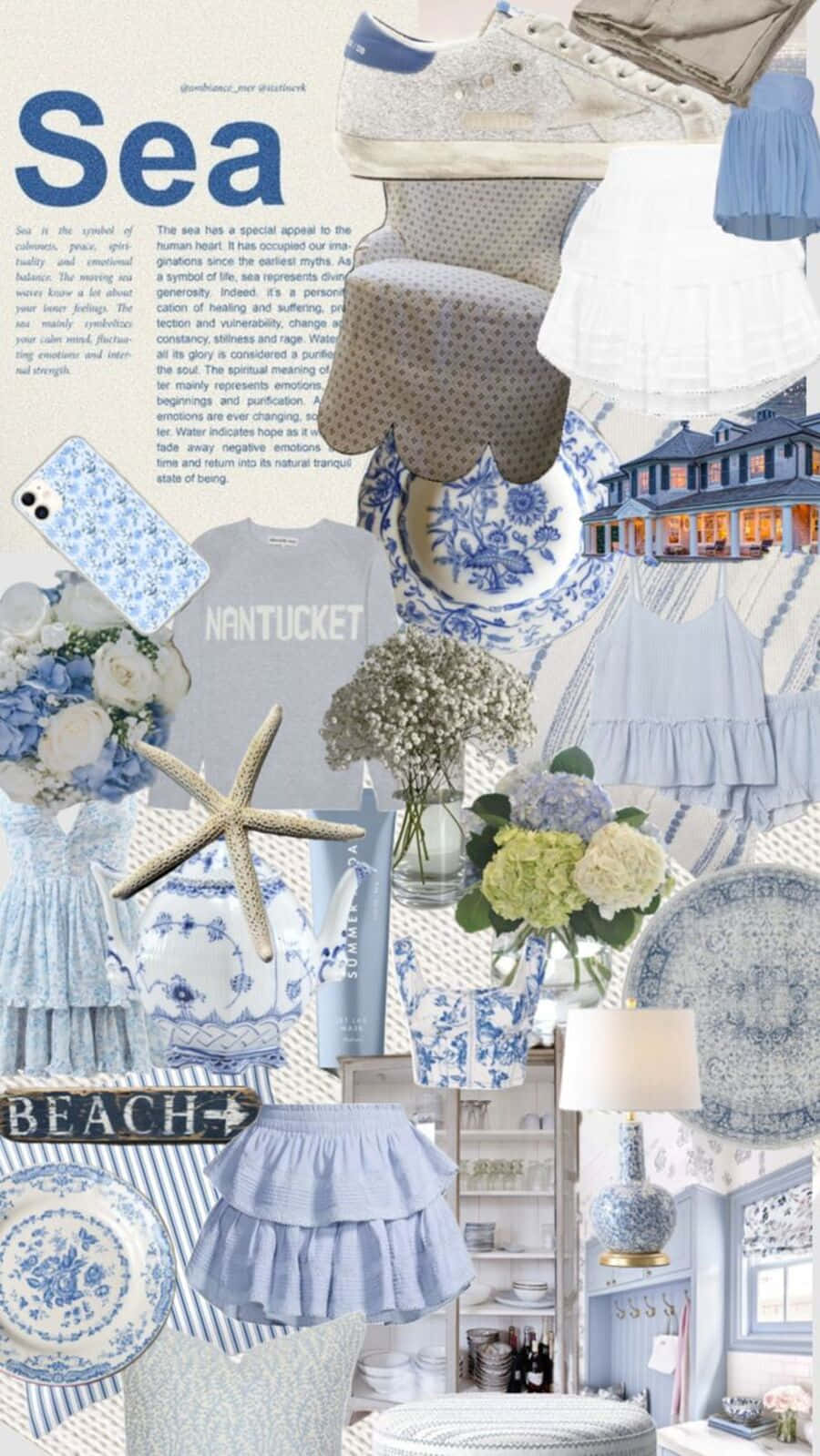 Coastal Granddaughter, blue and white seashell patterns, starfish, HD Phone Wallpaper