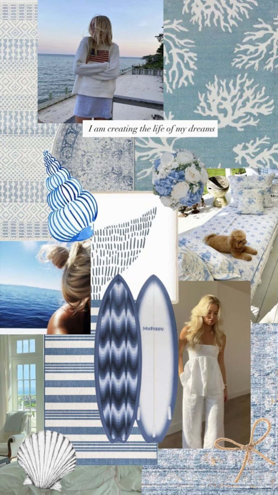 Coastal Granddaughter, blue and white patterns, ocean views, HD Phone Wallpaper