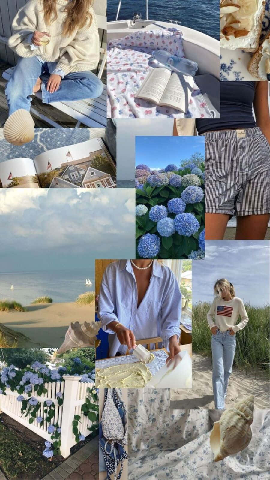 Coastal Granddaughter, seashells, hydrangeas, HD Phone Wallpaper