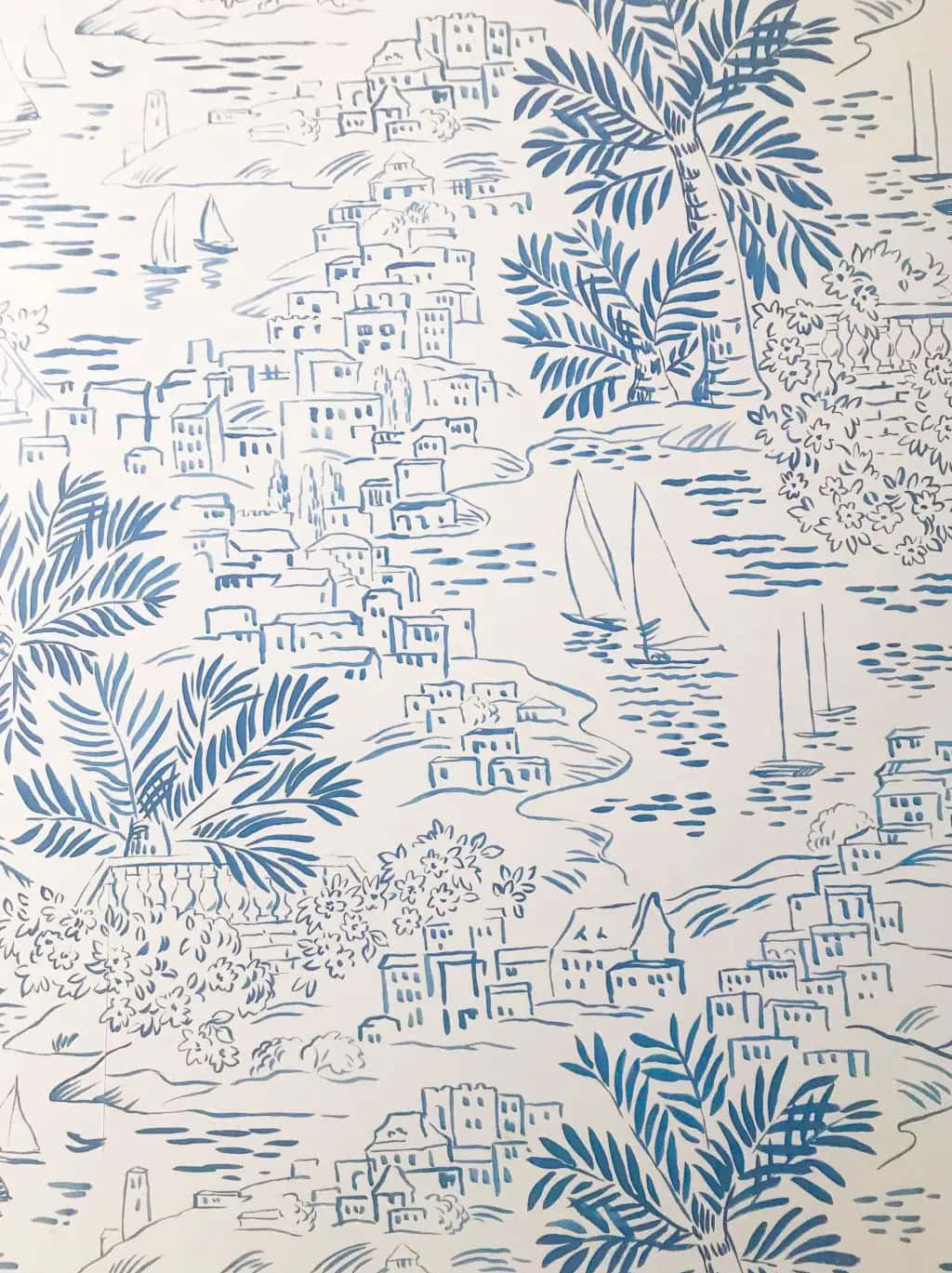 Coastal Village Pattern, blue and white, coastal towns, HD Phone Wallpaper