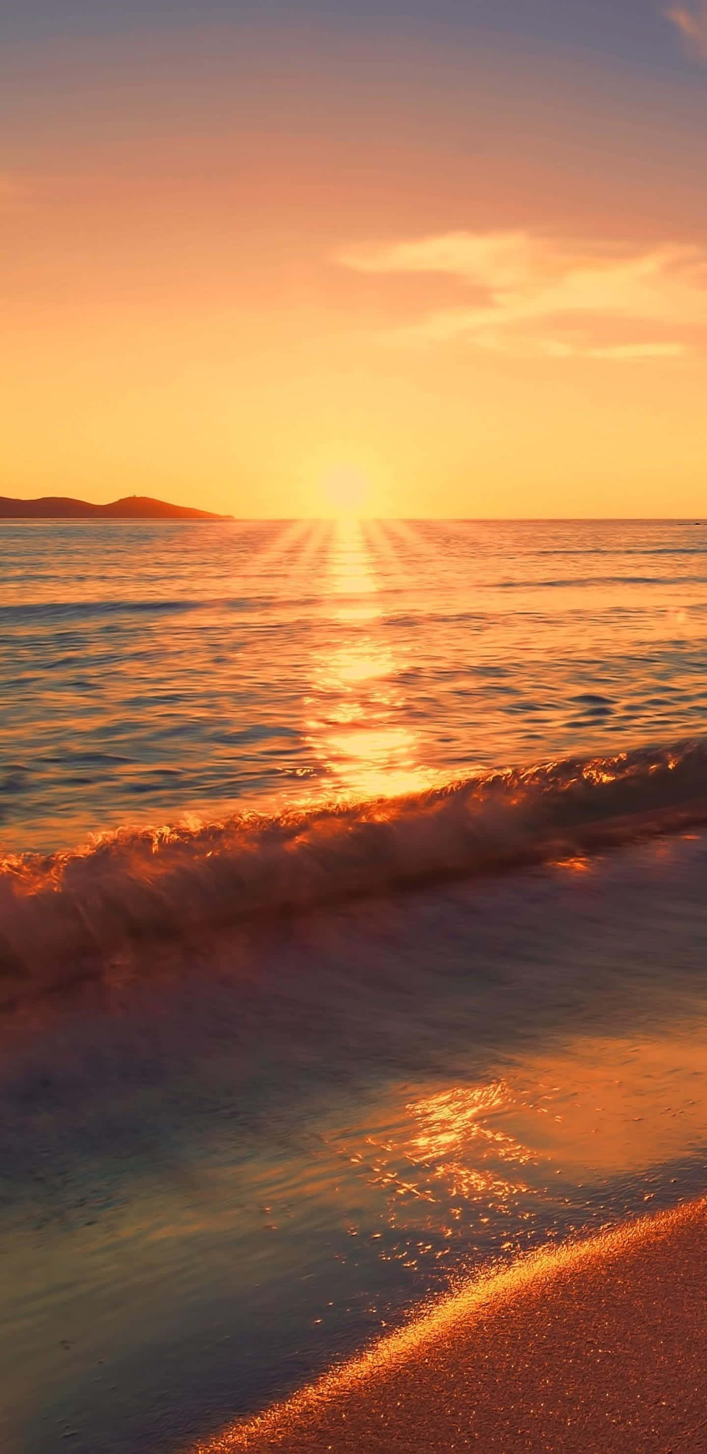 Coastal Sunset, golden sunset, calm ocean waters, 2K Phone Wallpaper