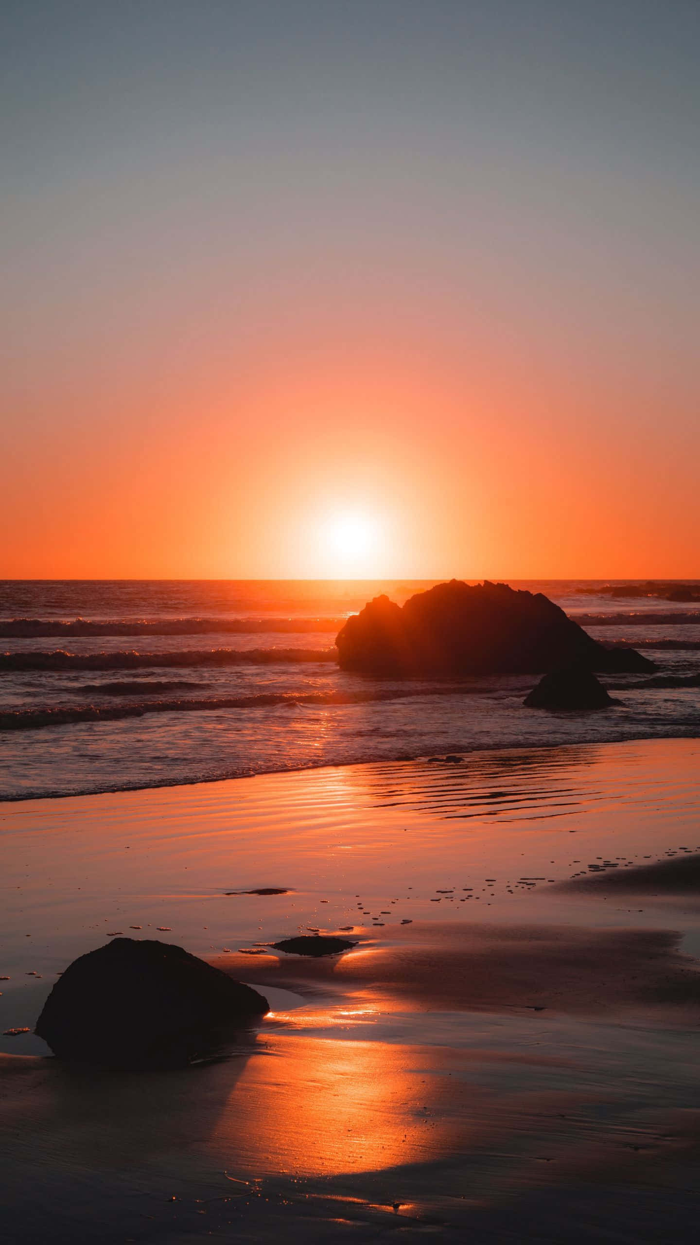 Coastal Sunset, sunset, calm ocean, 2K Phone Wallpaper