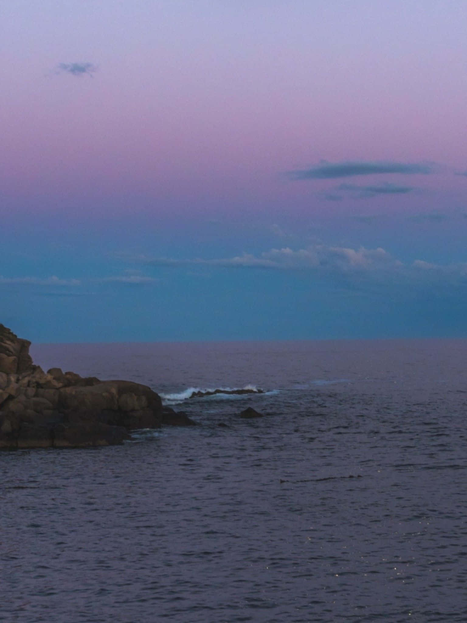Coastal Sunset, purple and blue skies, dark waters, Full HD Phone Wallpaper
