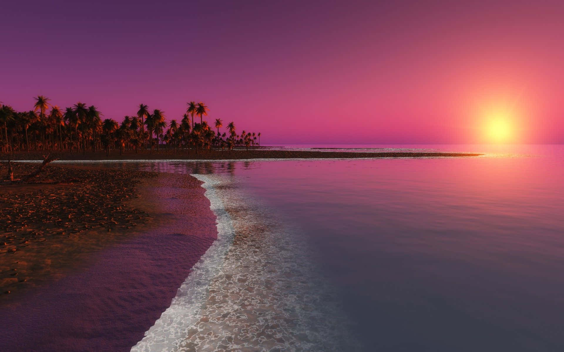 Coastal Sunset, tropical beach, sunset, Full HD Desktop Wallpaper