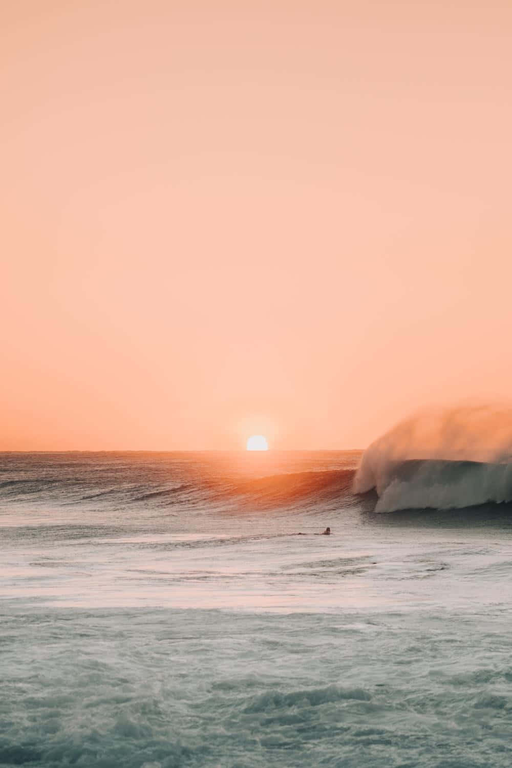 Coastal Sunset, surfer, massive wave, HD Phone Wallpaper