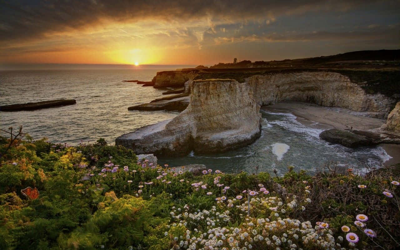 Coastal Sunset, Sunset, golden hues, HD Desktop Wallpaper