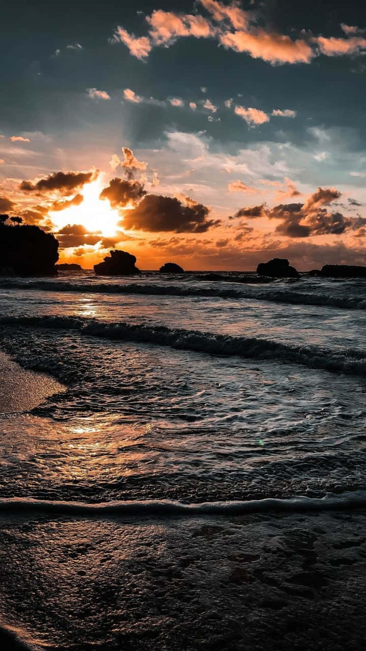 Coastal Sunset, sunset, fiery orange, HD Phone Wallpaper