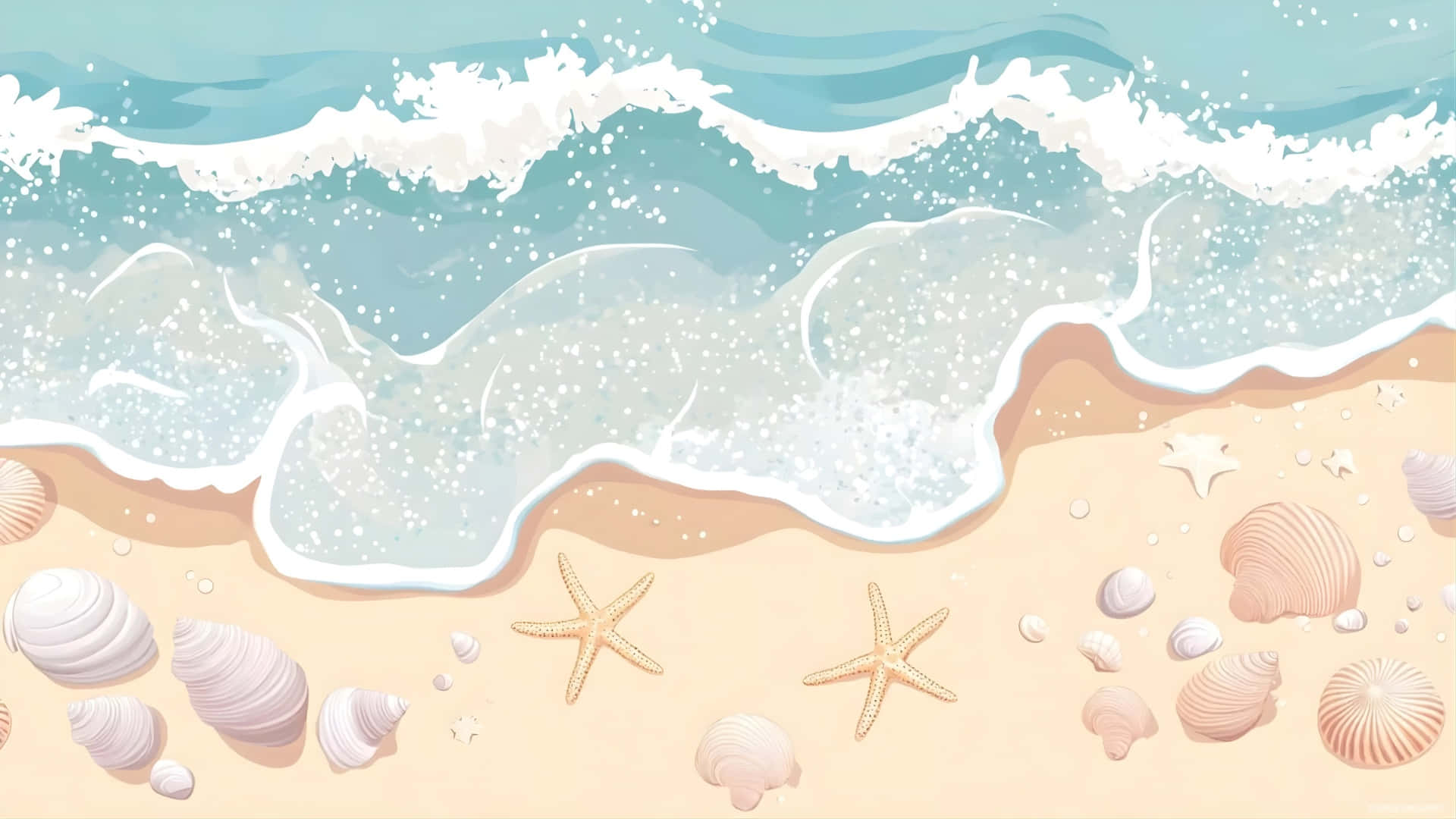 coastal beach, turquoise waves, sandy shore, Full HD Desktop Wallpaper