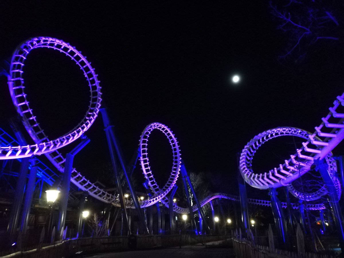 roller coaster, triple loop, purple-lit, SD Desktop Wallpaper