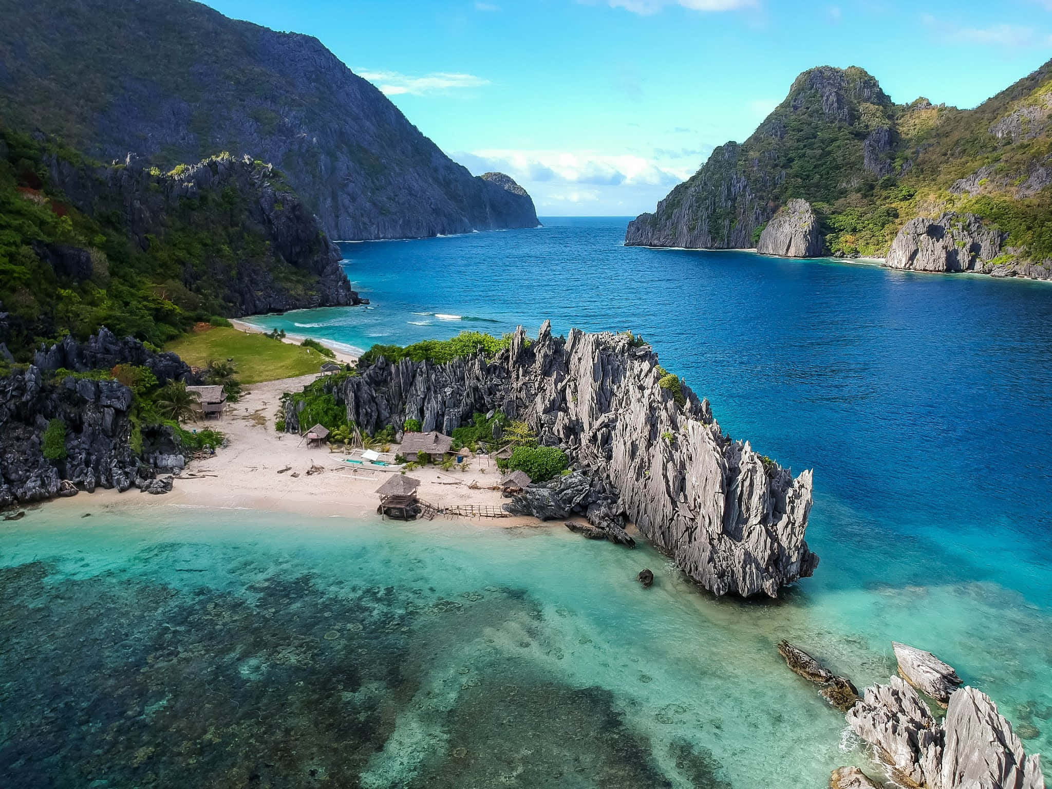 Coastline, tropical bay, turquoise waters, Full HD Desktop Wallpaper
