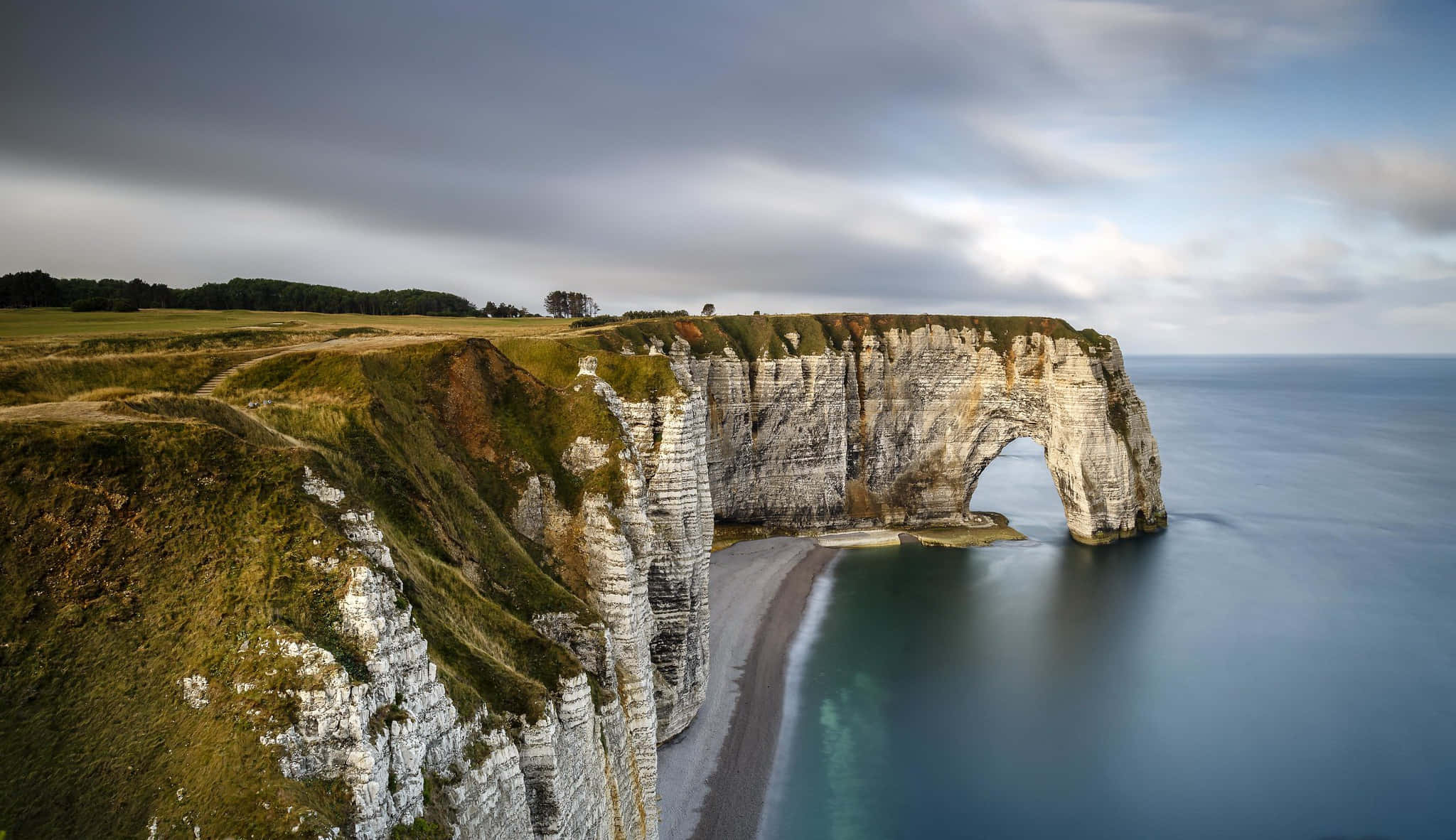 Coastline, coastal cliff, natural arch, Full HD Desktop Wallpaper