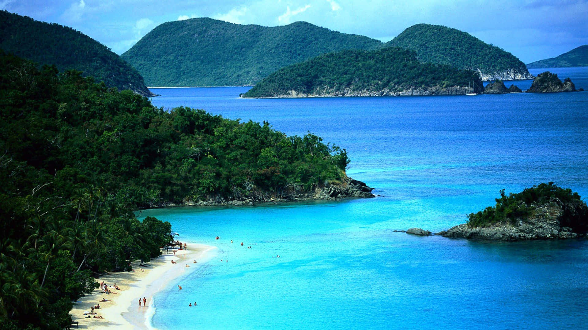 Coastline, tropical beach, turquoise waters, Full HD Desktop Wallpaper