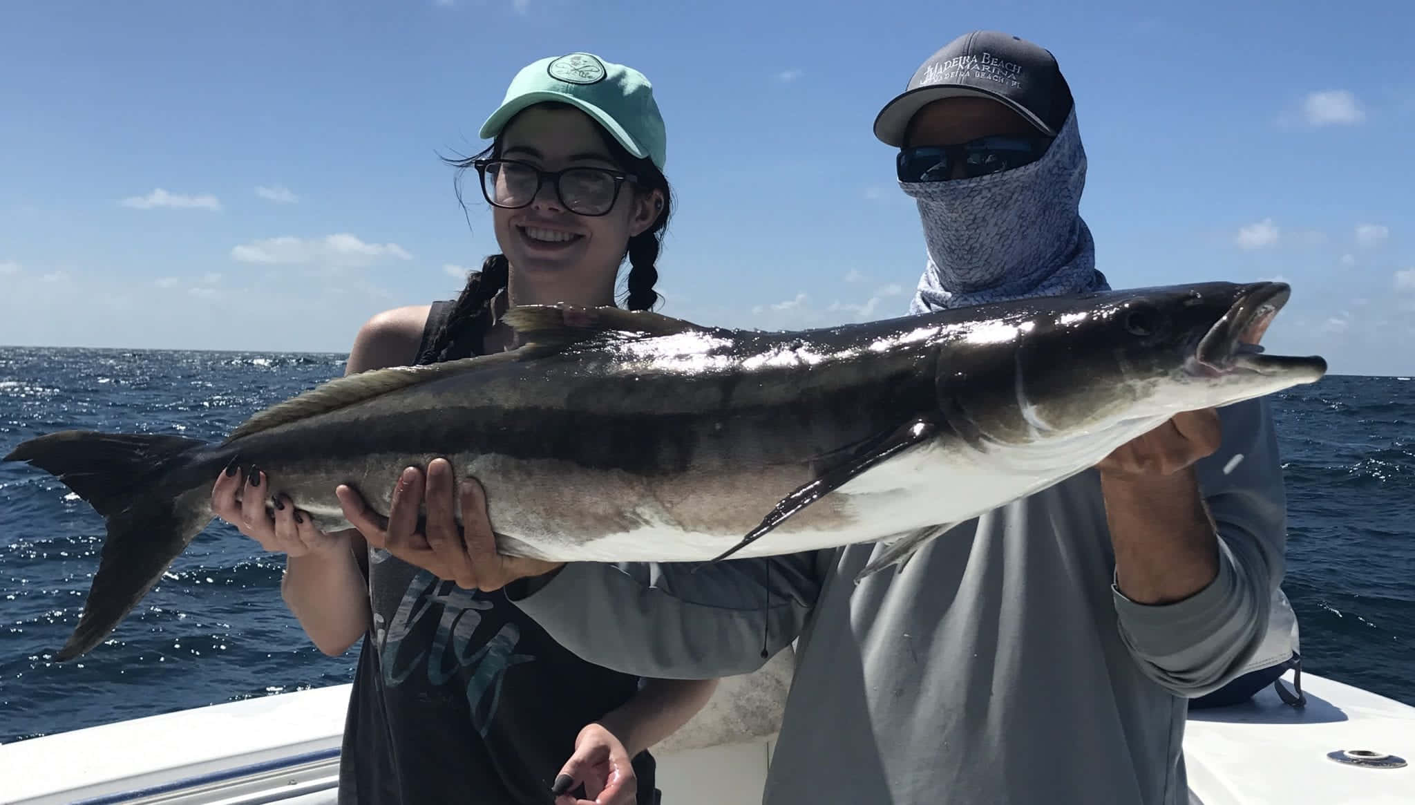 Cobia, boat, silver fish, Full HD Desktop Wallpaper
