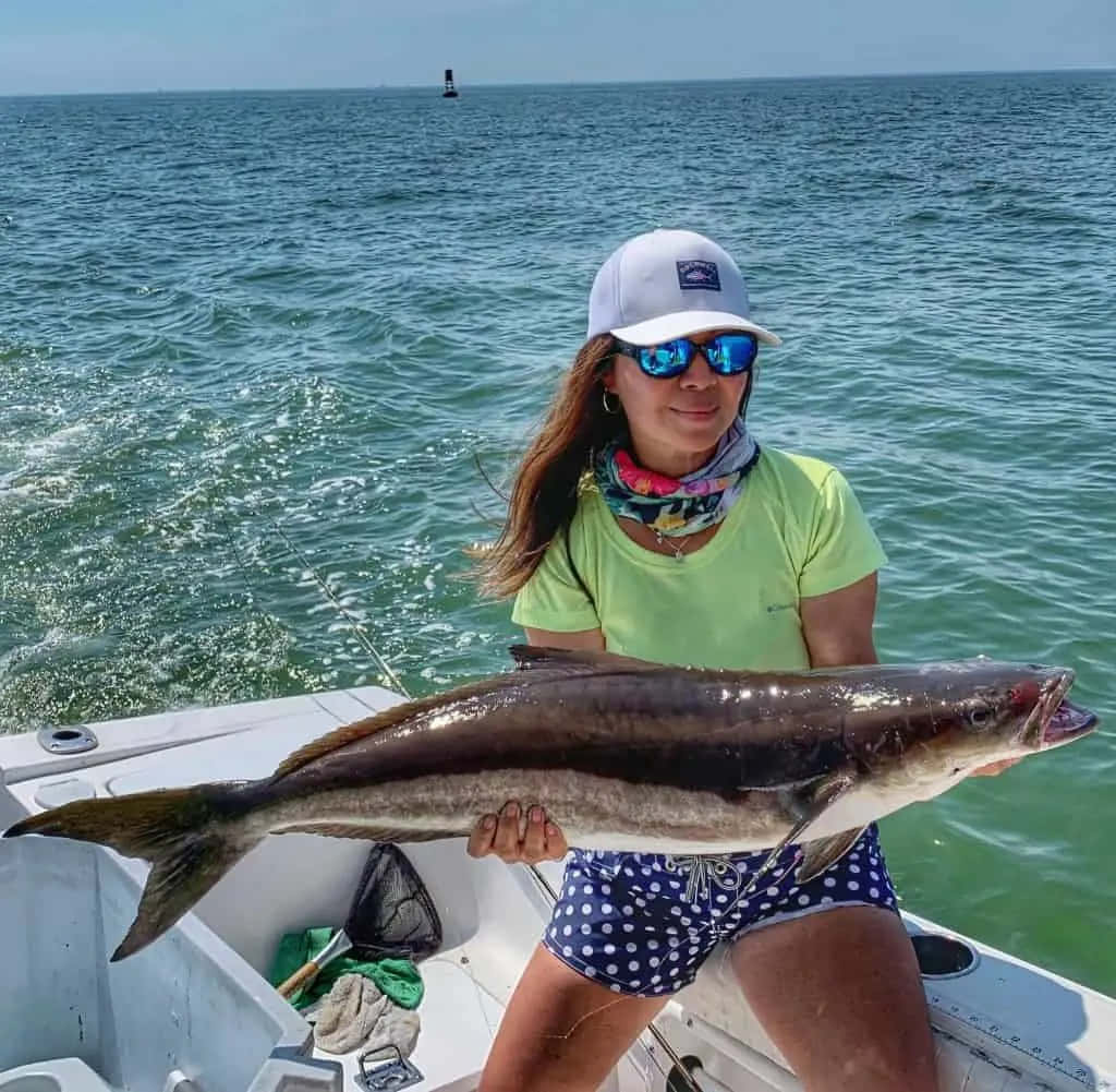 Cobia, boat, woman, SD Desktop Wallpaper