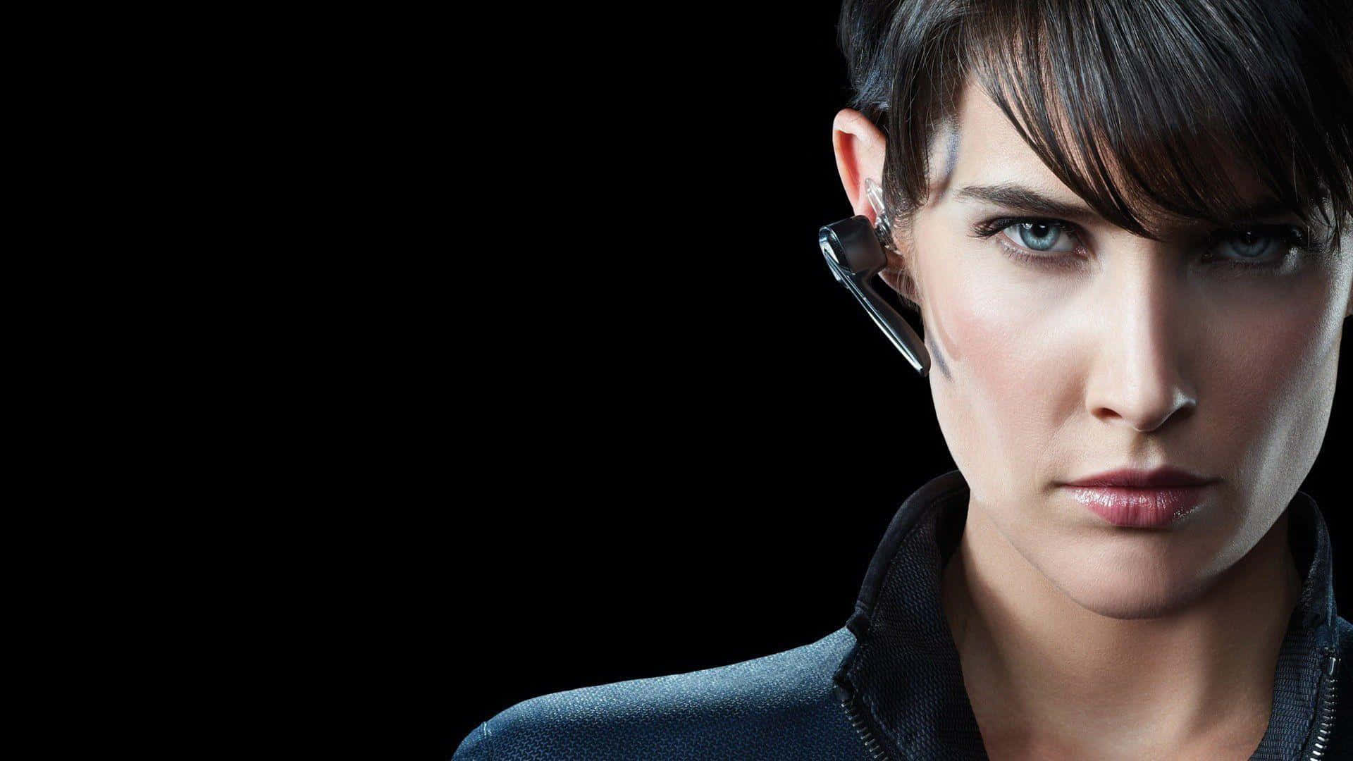 Cobie Smulders, intense blue eyes, short dark hair, Full HD Desktop Wallpaper