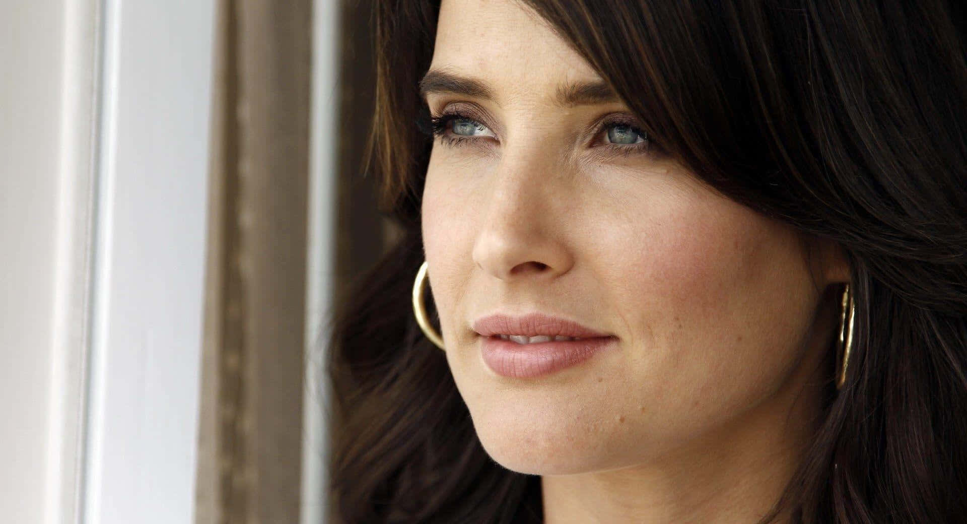 Cobie Smulders, dark hair, blue eyes, Full HD Desktop Wallpaper