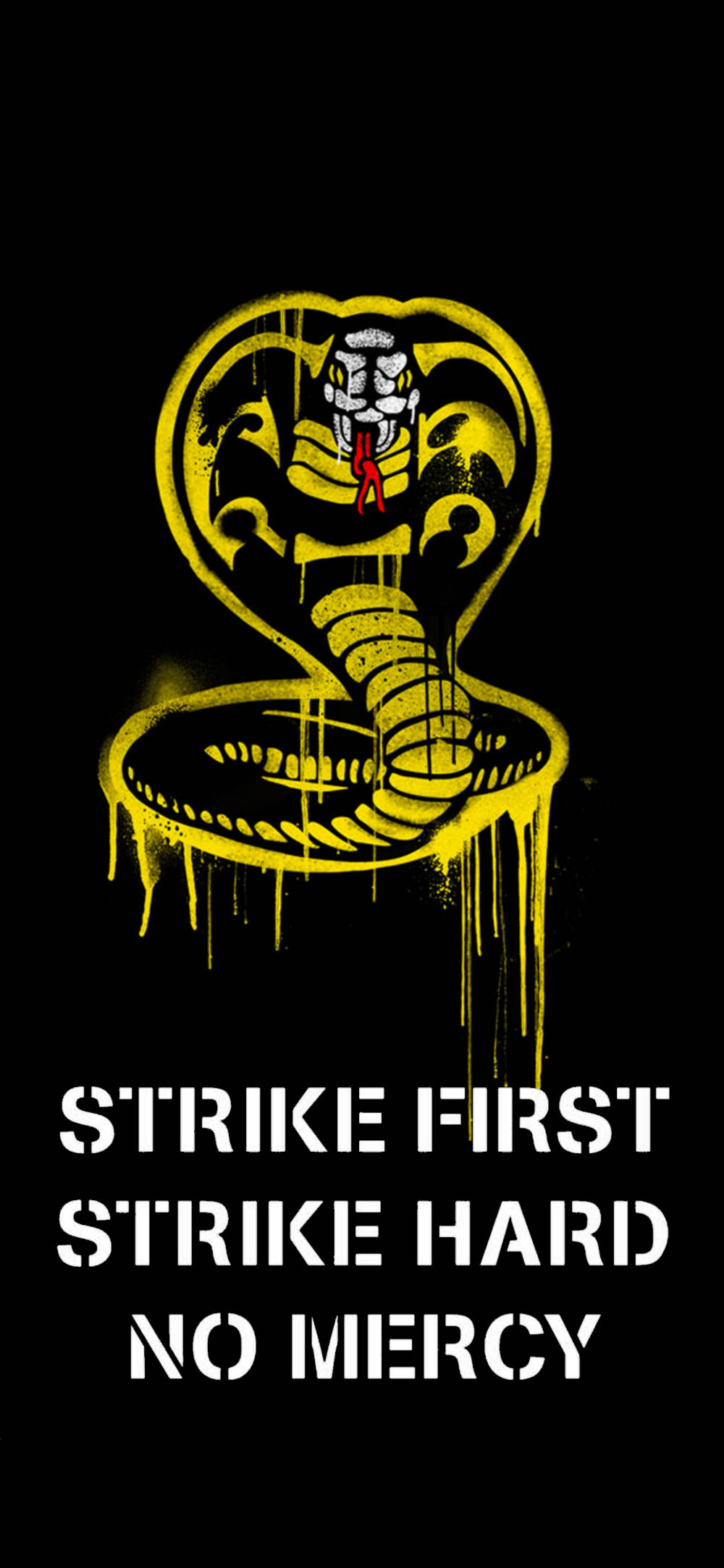 Cobra Kai Phone, yellow cobra, dripping paint effect, Full HD Phone Wallpaper