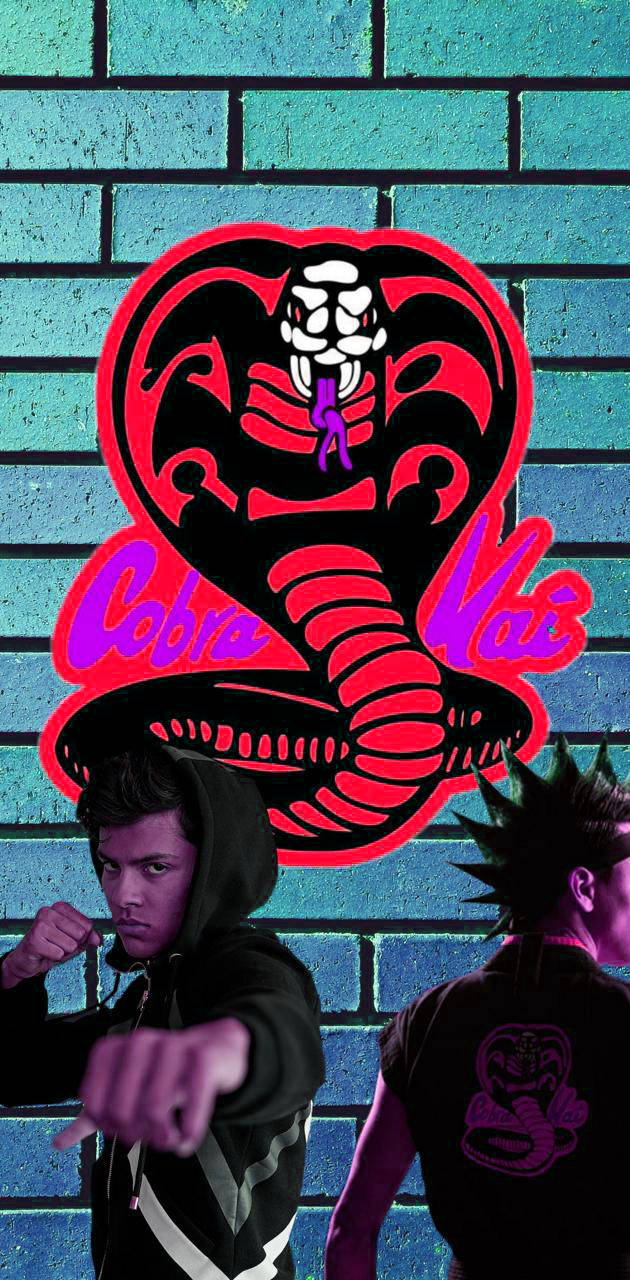 Cobra Kai, red and black Cobra Kai logo, purple text, HD Phone Wallpaper