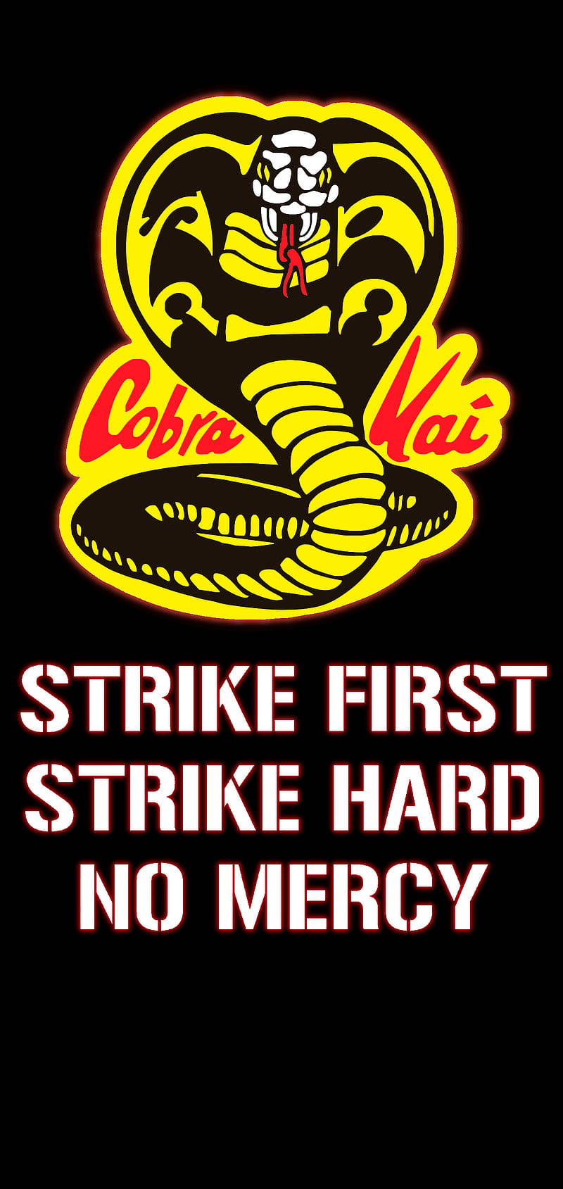 Cobra Kai Phone, yellow and black cobra logo, red text, HD Phone Wallpaper