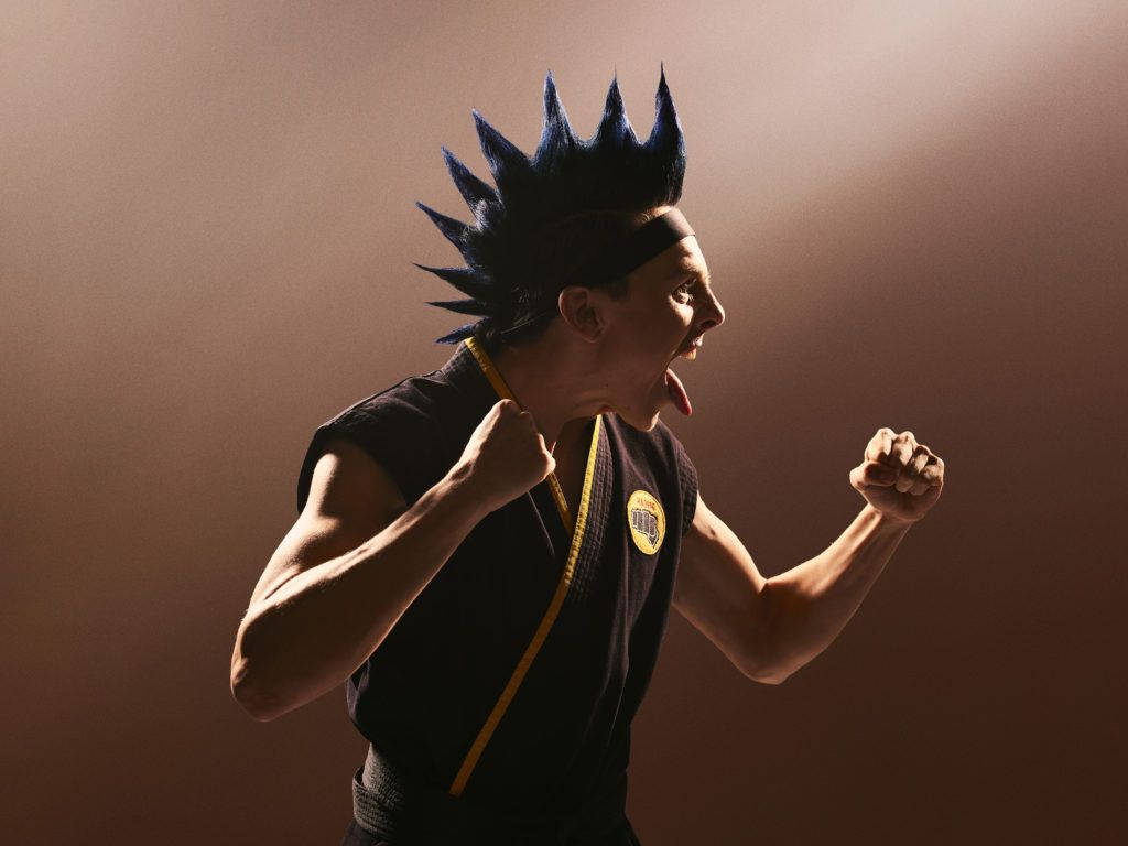 Cobra Kai, spiked blue mohawk, black headband, SD Desktop Wallpaper