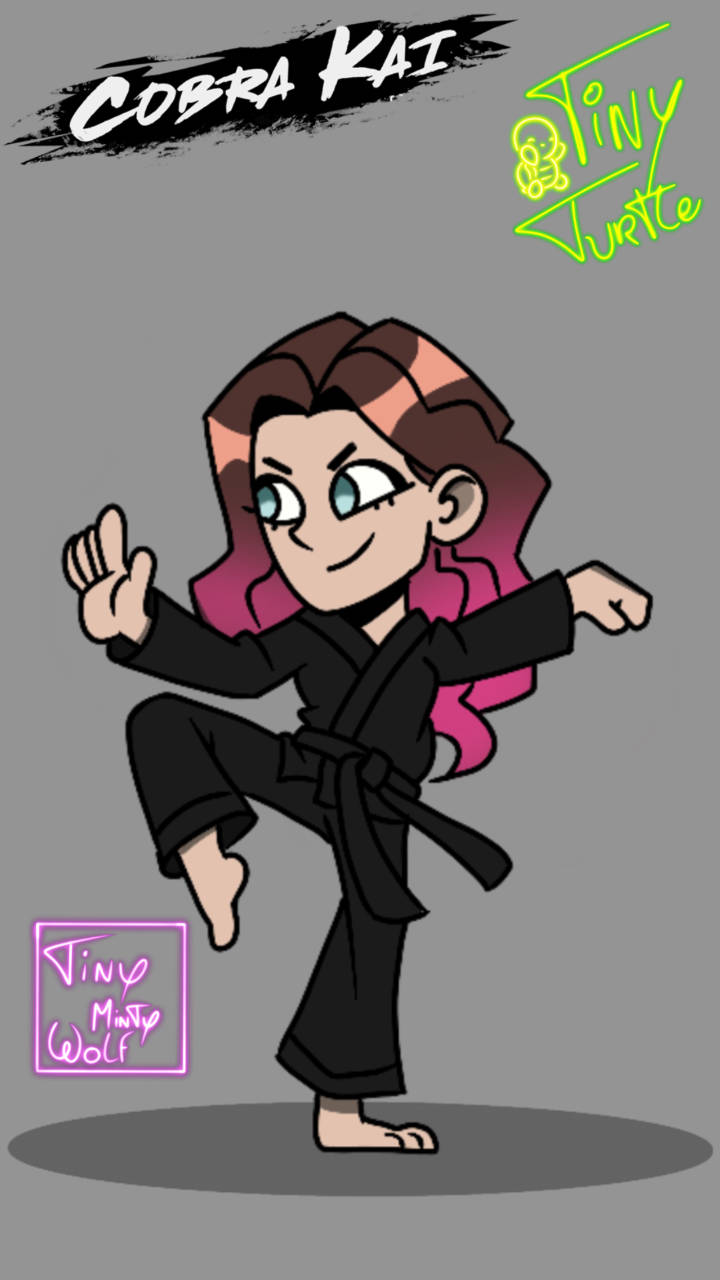 Cobra Kai Phone, chibi-style anime girl, black karate gi, HD Phone Wallpaper
