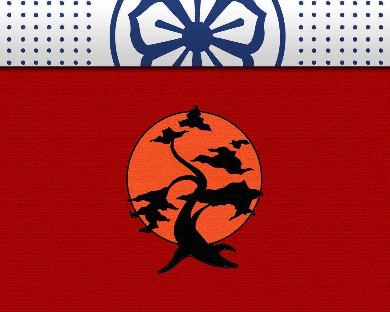 Cobra Kai, black stylized tree, orange circle, HD Desktop Wallpaper