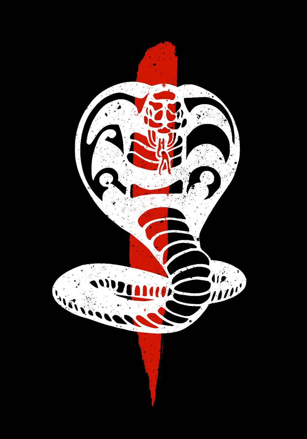 Cobra Kai, black background, white cobra, HD Phone Wallpaper