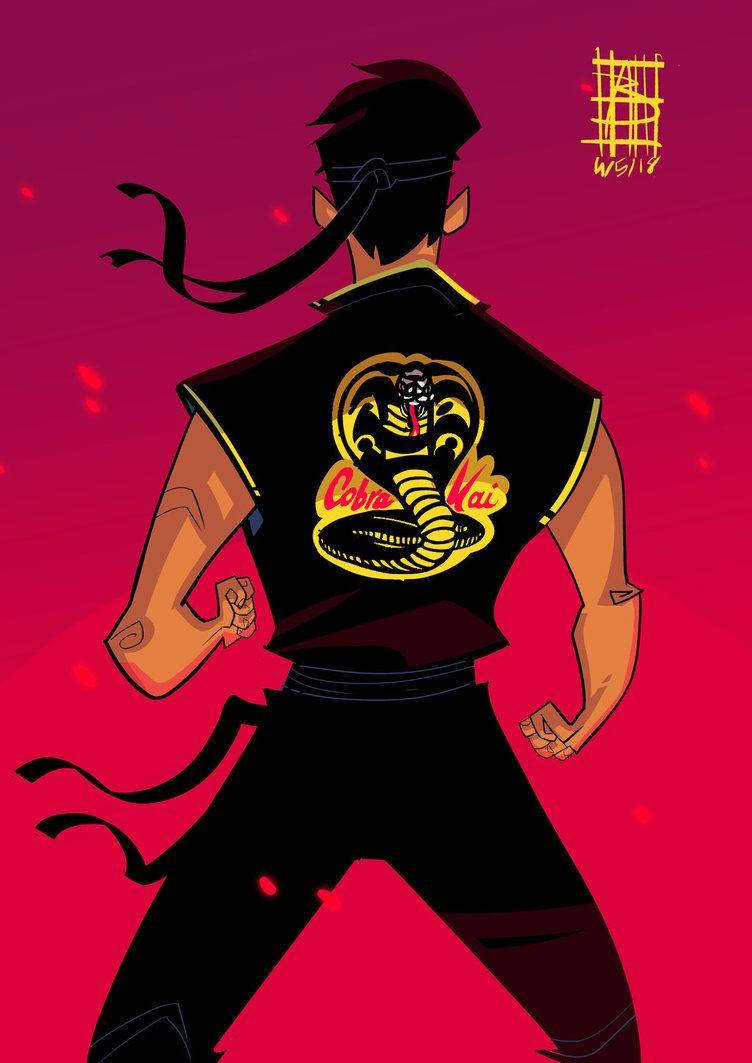 Cobra Kai, black vest, yellow cobra logo, SD Phone Wallpaper