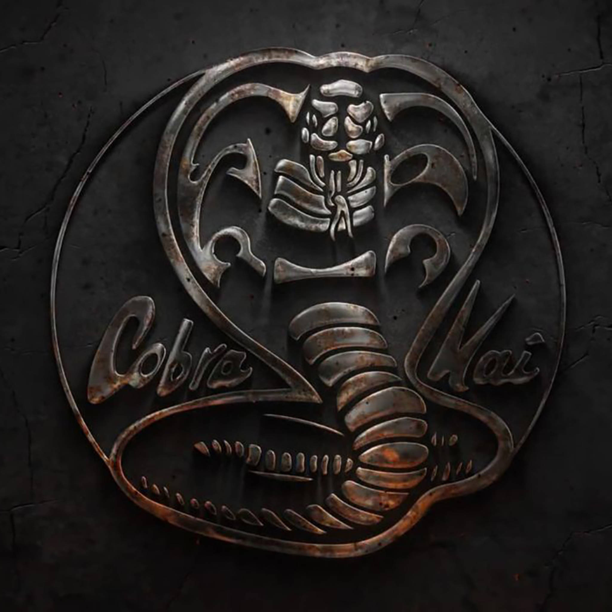 Cobra Kai, metallic cobra kai logo, rusted edges, Full HD Desktop Wallpaper
